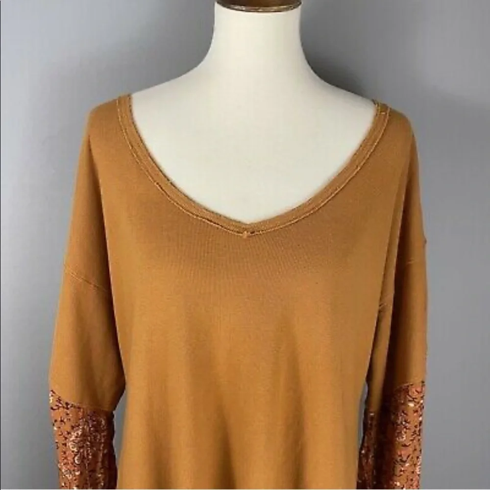 Anthropologie Annette waffle floral print sleeve pullover - Picture 3 of 7